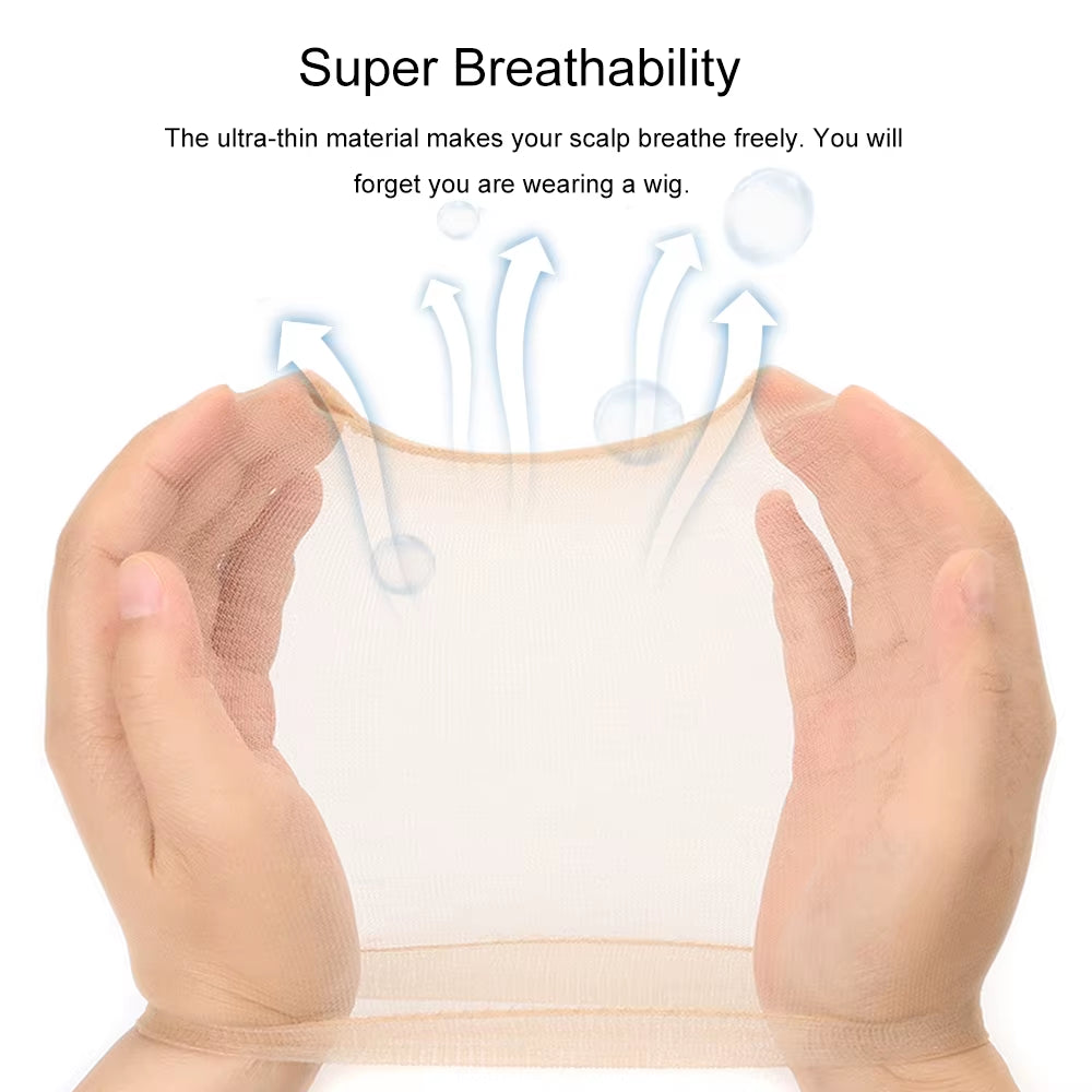 10/20Pcs Invisible Hd Wig Cap Thin Stocking Cap Nylon Stretch Mesh Hd Wig Caps Hair Net for Weave Sheer Hd Wig Cap for Wig