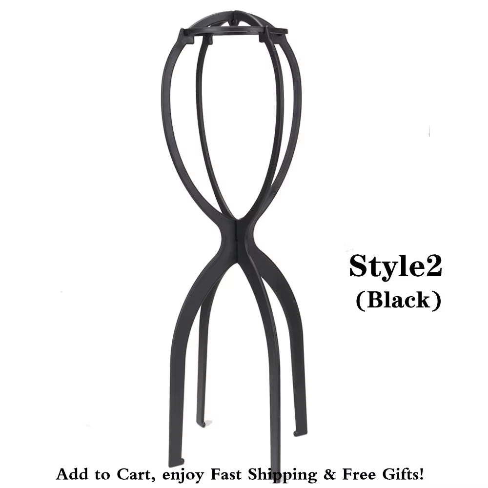 1Pc Colorful Plastic Wig Stand Portable Folding Wig Head Stand 18X36Cm Head Holder for Displaying Black/White/Blue/Pink Wig Head