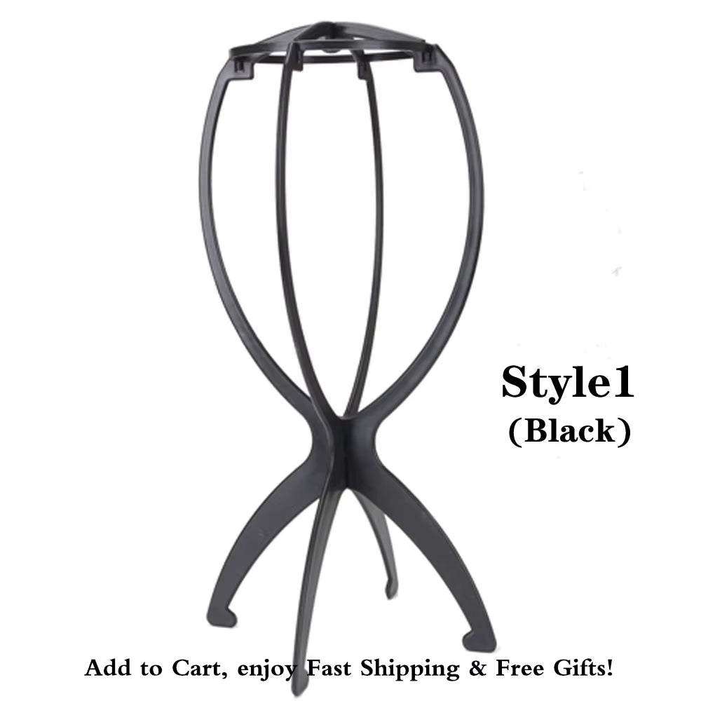 1Pc Colorful Plastic Wig Stand Portable Folding Wig Head Stand 18X36Cm Head Holder for Displaying Black/White/Blue/Pink Wig Head