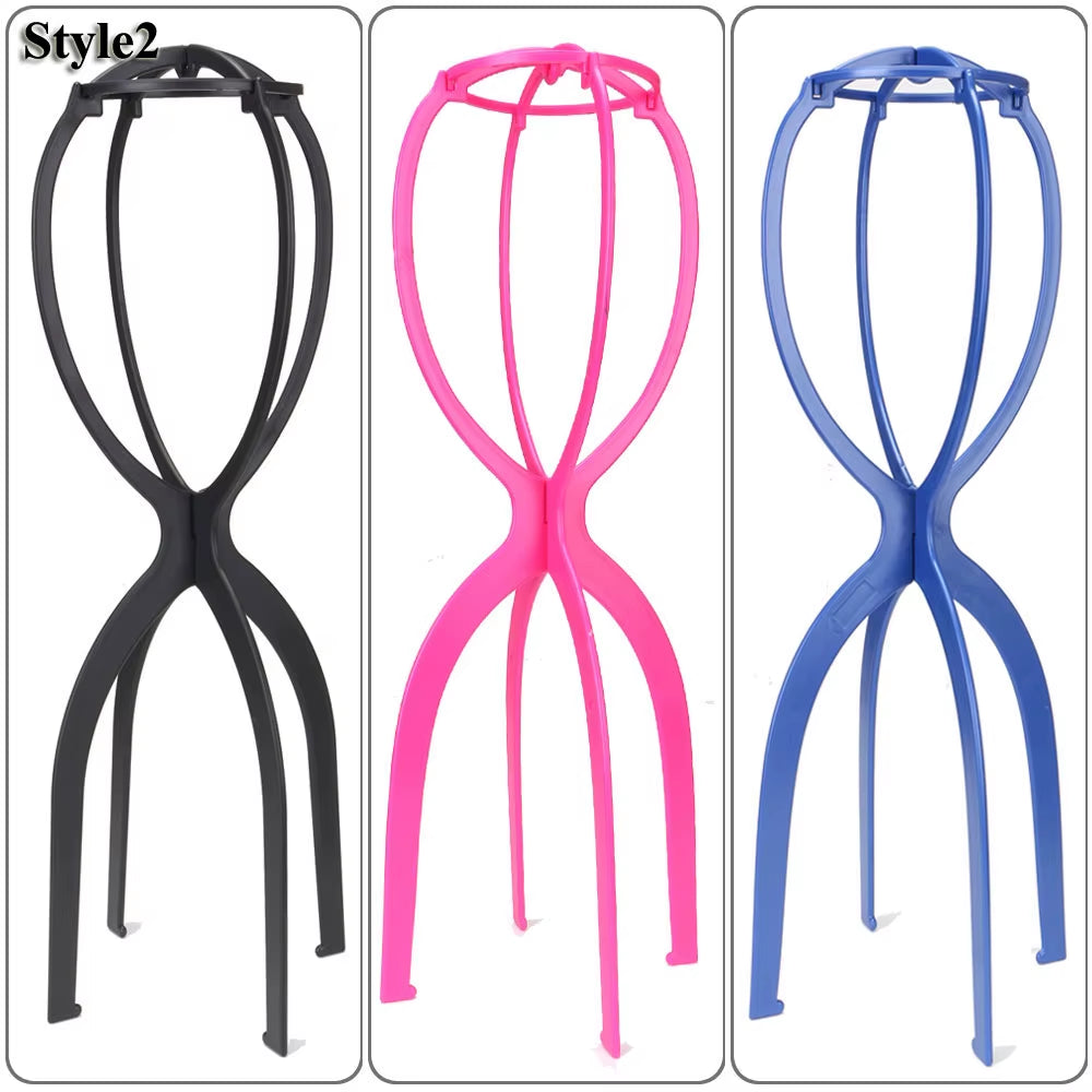 1Pc Colorful Plastic Wig Stand Portable Folding Wig Head Stand 18X36Cm Head Holder for Displaying Black/White/Blue/Pink Wig Head