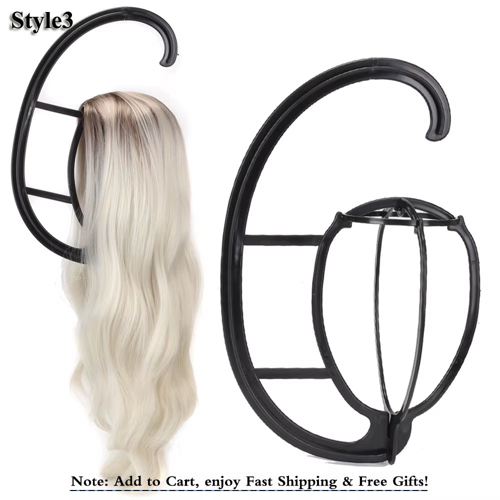 1Pc Colorful Plastic Wig Stand Portable Folding Wig Head Stand 18X36Cm Head Holder for Displaying Black/White/Blue/Pink Wig Head