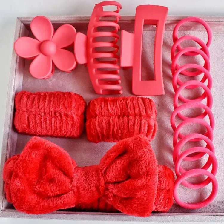 Hot Elastic Hair Tie Claw Clips Bowknot Headband Hair Accessories Headband Spa Gift Set for Women Facial Skincare Makeup