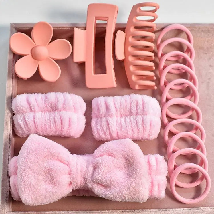 Hot Elastic Hair Tie Claw Clips Bowknot Headband Hair Accessories Headband Spa Gift Set for Women Facial Skincare Makeup