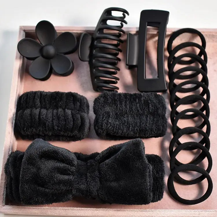 Hot Elastic Hair Tie Claw Clips Bowknot Headband Hair Accessories Headband Spa Gift Set for Women Facial Skincare Makeup