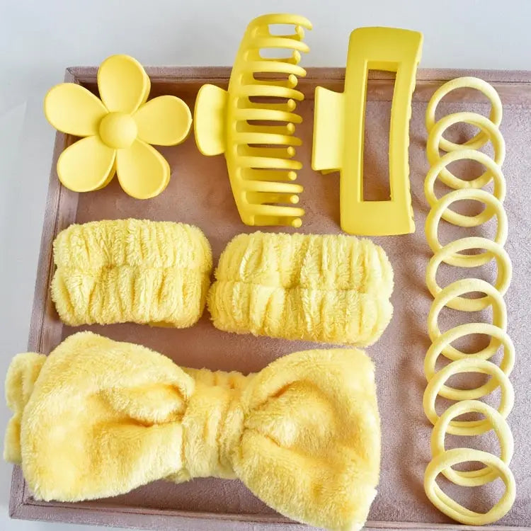 Hot Elastic Hair Tie Claw Clips Bowknot Headband Hair Accessories Headband Spa Gift Set for Women Facial Skincare Makeup