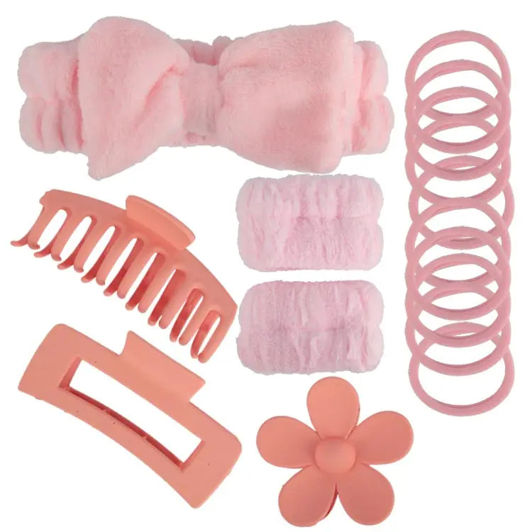 Hot Elastic Hair Tie Claw Clips Bowknot Headband Hair Accessories Headband Spa Gift Set for Women Facial Skincare Makeup