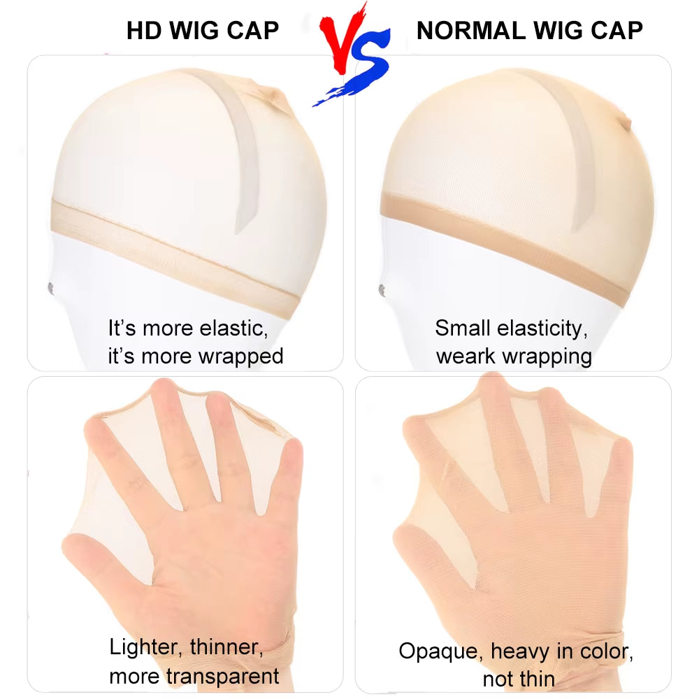 10/20Pcs Invisible Hd Wig Cap Thin Stocking Cap Nylon Stretch Mesh Hd Wig Caps Hair Net for Weave Sheer Hd Wig Cap for Wig